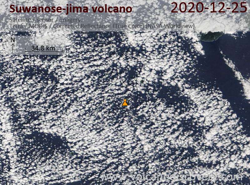 Satellite image of Suwanose-jima volcano on 25 Dec 2020