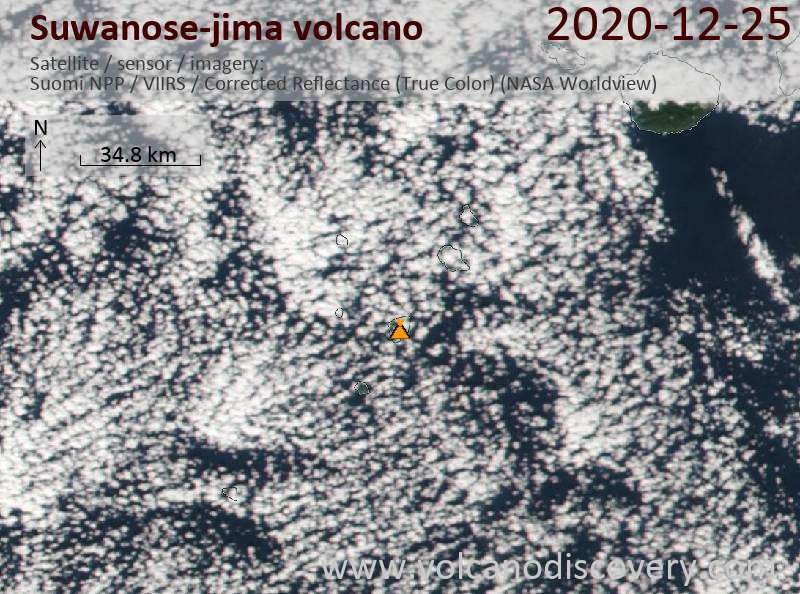 Satellite image of Suwanose-jima volcano on 26 Dec 2020