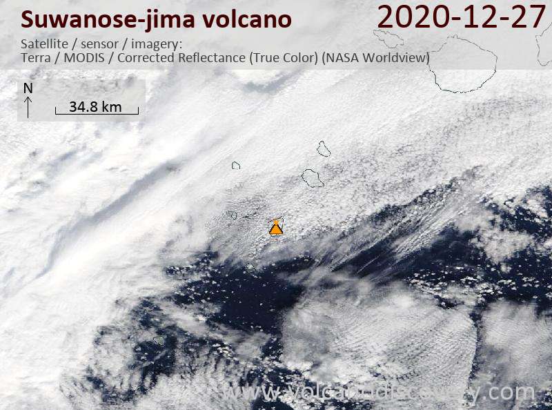Satellite image of Suwanose-jima volcano on 27 Dec 2020