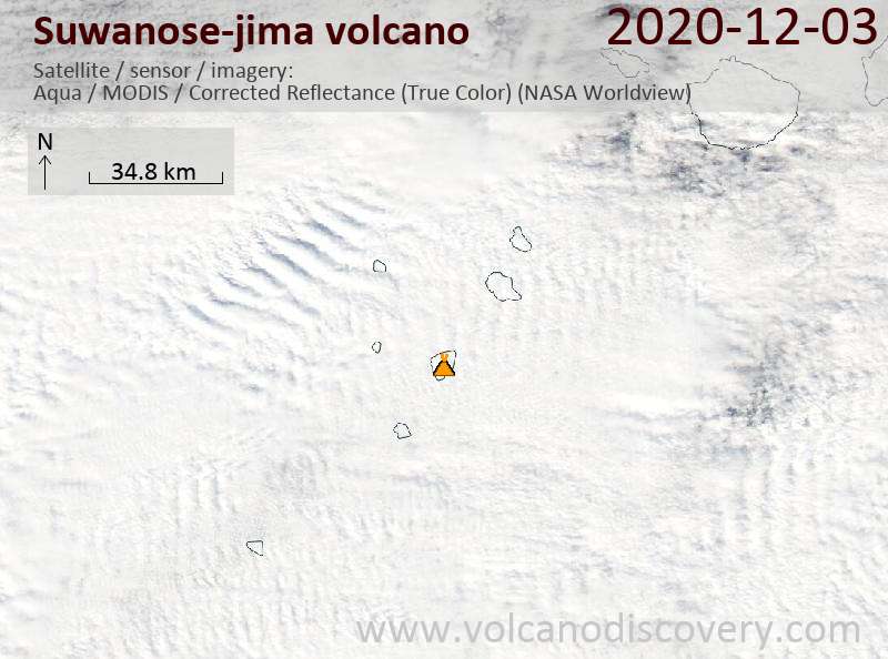 Satellitenbild des Suwanose-jima Vulkans am  3 Dec 2020