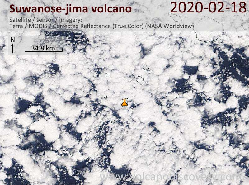 Satellite image of Suwanose-jima volcano on 18 Feb 2020