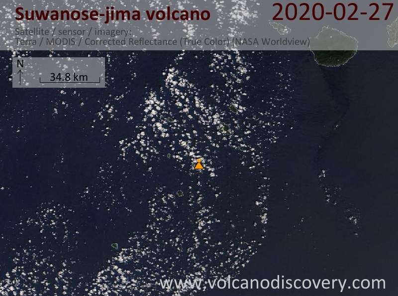 Satellite image of Suwanose-jima volcano on 27 Feb 2020