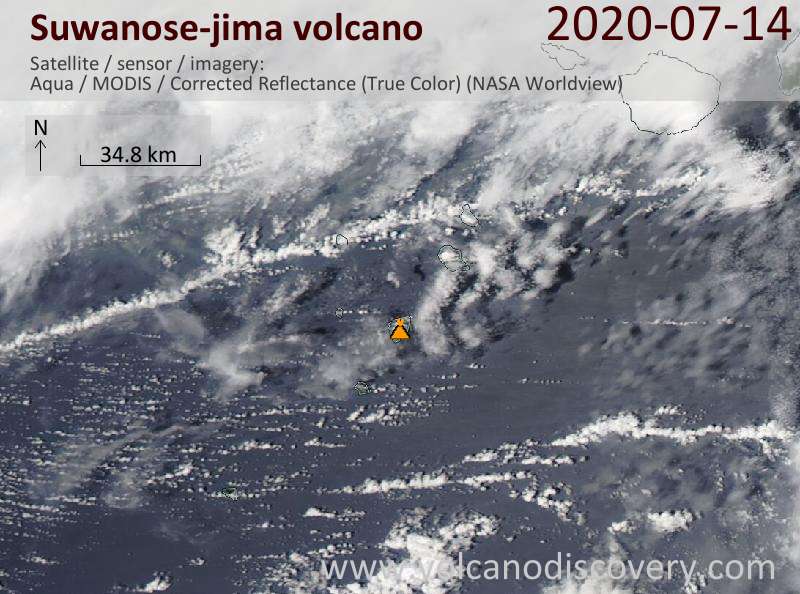Satellite image of Suwanose-jima volcano on 14 Jul 2020
