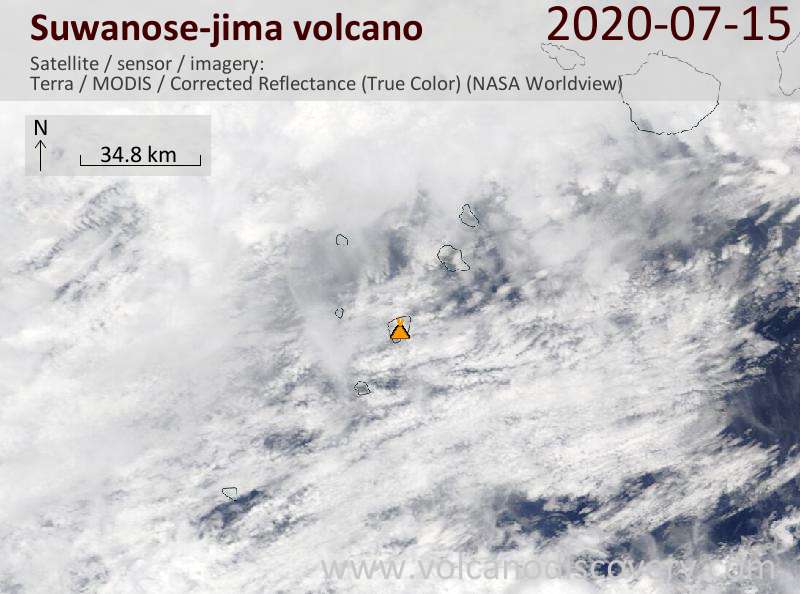 Satellite image of Suwanose-jima volcano on 15 Jul 2020
