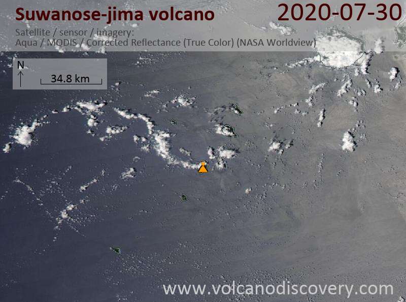 Satellite image of Suwanose-jima volcano on 30 Jul 2020