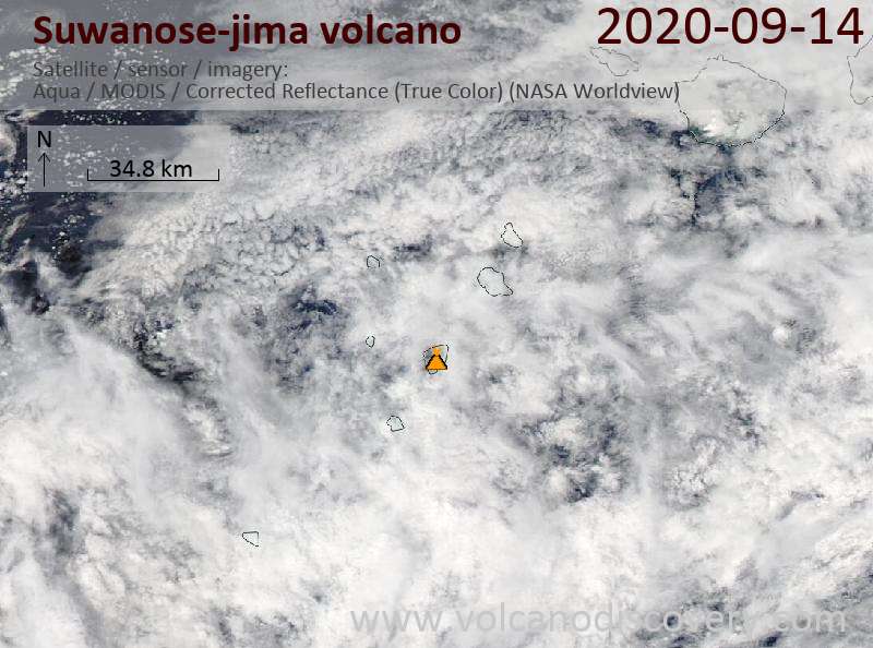 Satellite image of Suwanose-jima volcano on 14 Sep 2020