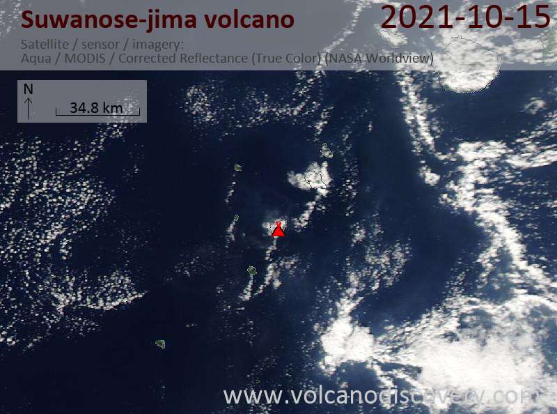 Satellite image of Suwanose-jima volcano on 16 Oct 2021