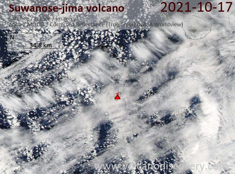 Satellite image of Suwanose-jima volcano on 18 Oct 2021