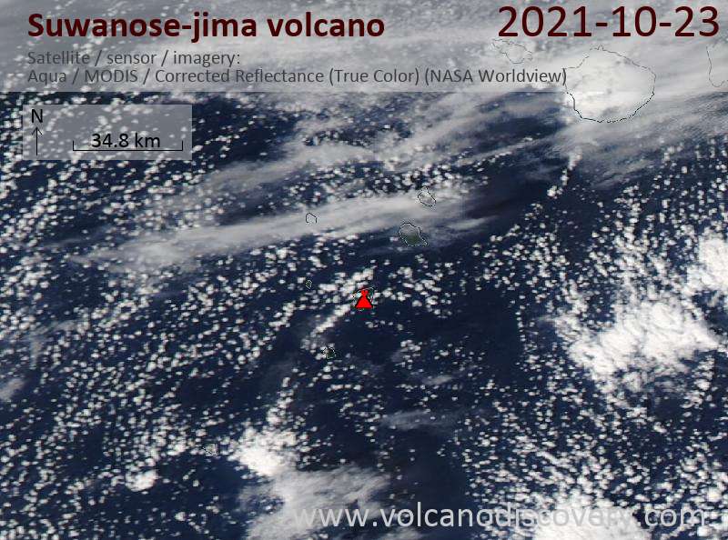 Спутниковое изображение вулкана Suwanose-jima 24 Oct 2021