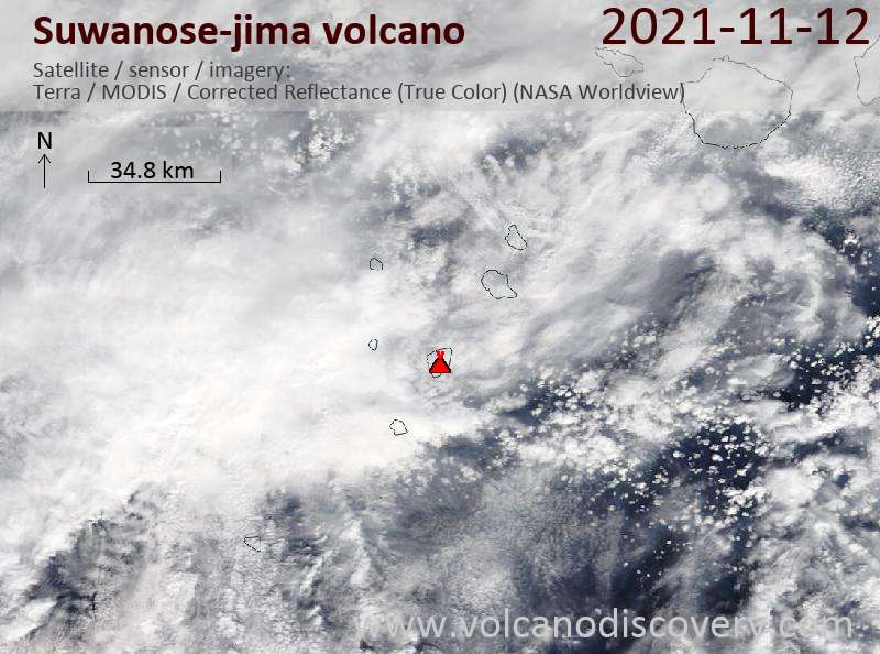 Satellite image of Suwanose-jima volcano on 13 Nov 2021