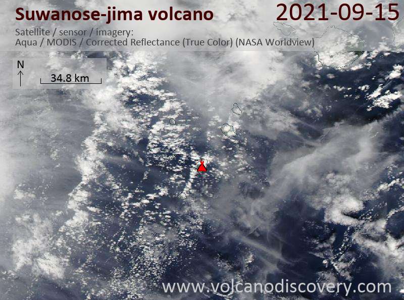 Satellite image of Suwanose-jima volcano on 16 Sep 2021