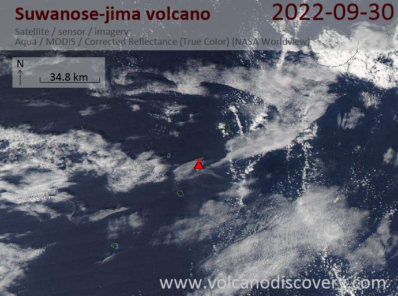 Satellite image of Suwanose-jima volcano on  1 Oct 2022