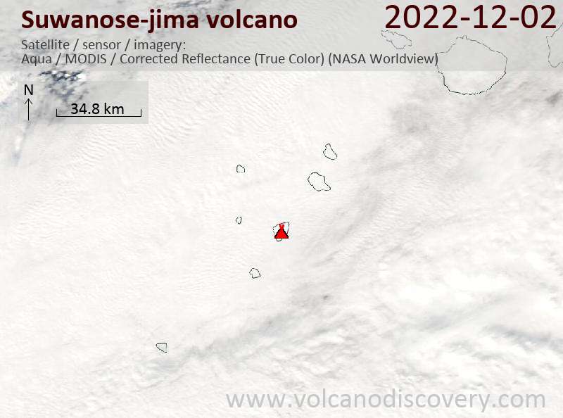 Satellitenbild des Suwanose-jima Vulkans am  2 Dec 2022