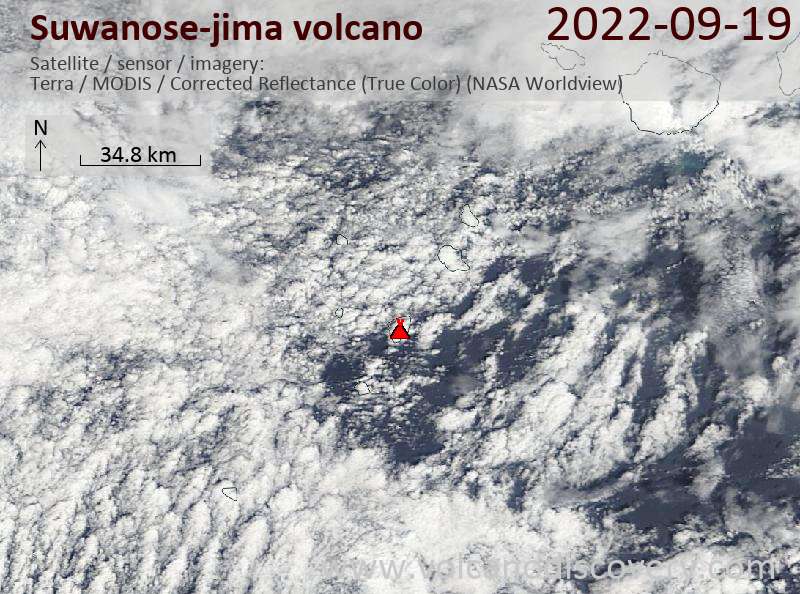 Satellite image of Suwanose-jima volcano on 19 Sep 2022