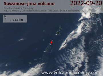 Satellite image of Suwanose-jima volcano on 20 Sep 2022