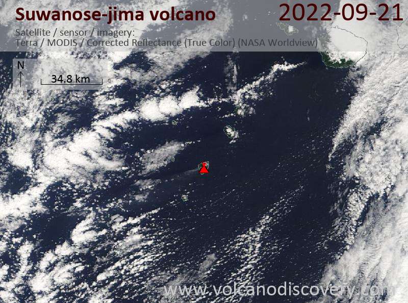 Satellite image of Suwanose-jima volcano on 21 Sep 2022