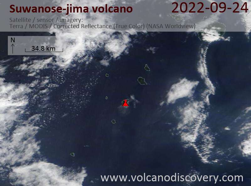 Satellite image of Suwanose-jima volcano on 24 Sep 2022