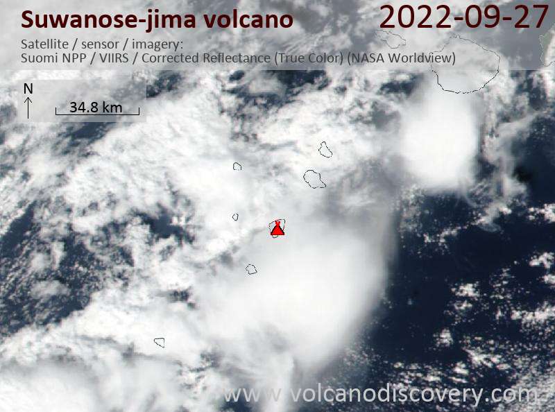 Satellite image of Suwanose-jima volcano on 27 Sep 2022
