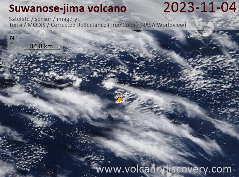 Satellite image of Suwanose-jima volcano on  4 Nov 2023