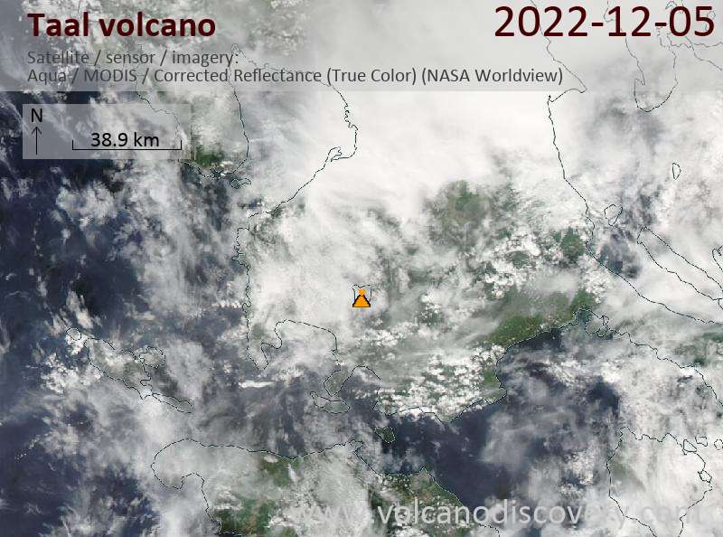 Спутниковое изображение вулкана Taal  6 Dec 2022