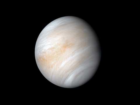 Planet Venus hiding beneath its thick toxic atmosphere (image: NASA)