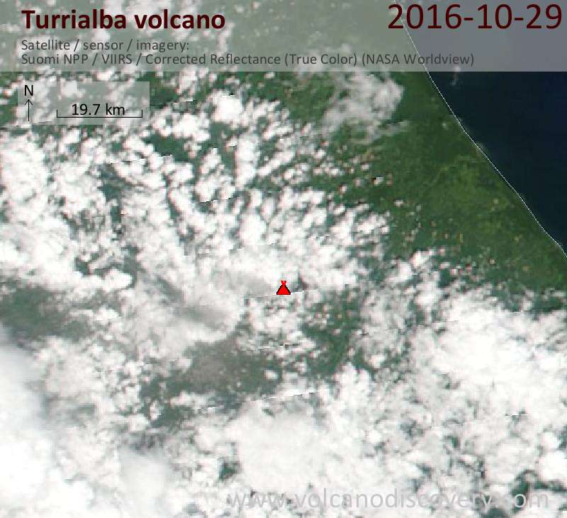 Satellite image of Turrialba volcano on 30 Oct 2016