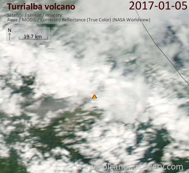 Satellite image of Turrialba volcano on  6 Jan 2017