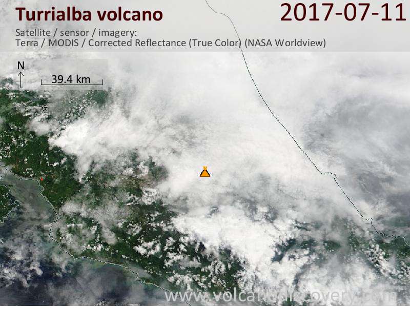 Satellite image of Turrialba volcano on 11 Jul 2017