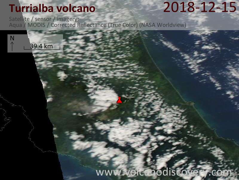 Satellite image of Turrialba volcano on 16 Dec 2018