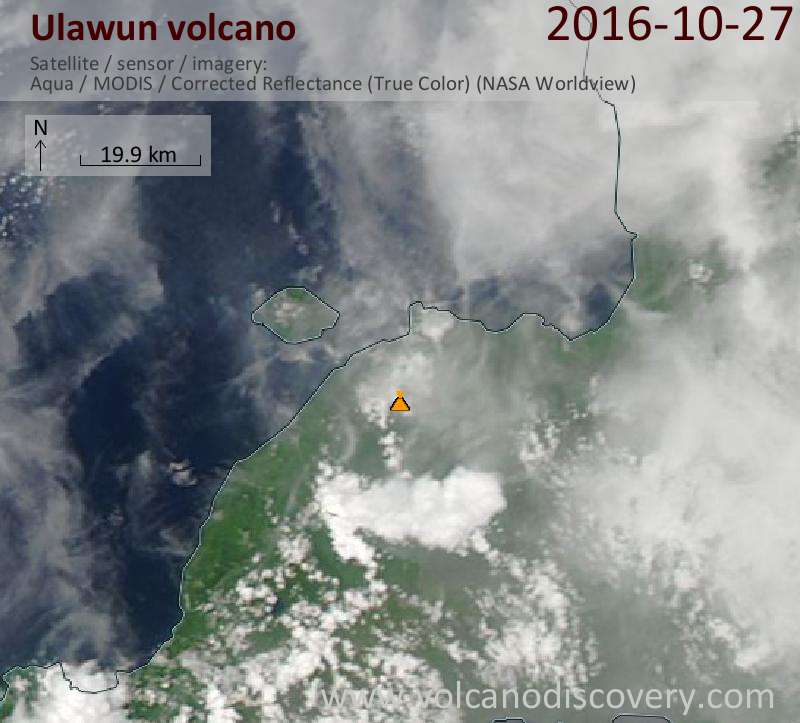 Satellite image of Ulawun volcano on 27 Oct 2016