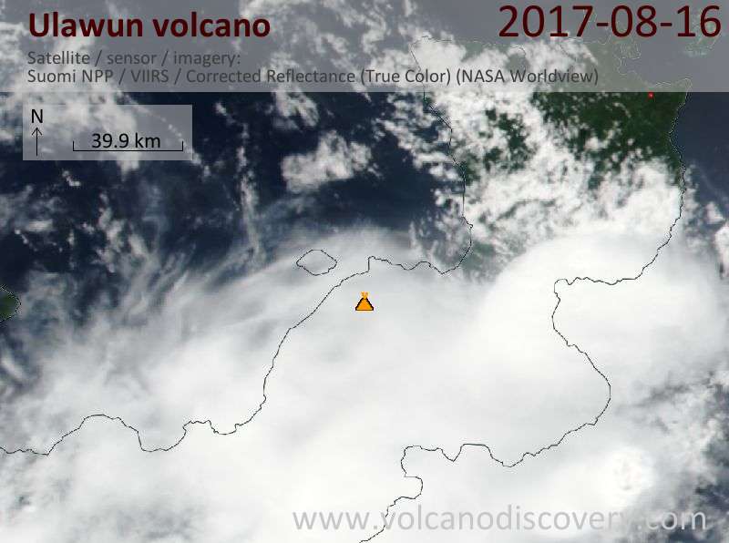 Satellite image of Ulawun volcano on 16 Aug 2017