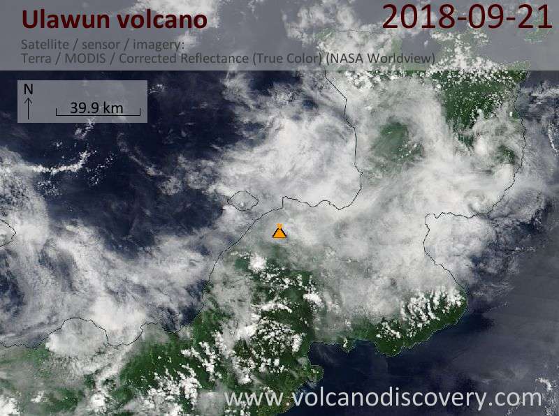 Satellite image of Ulawun volcano on 21 Sep 2018