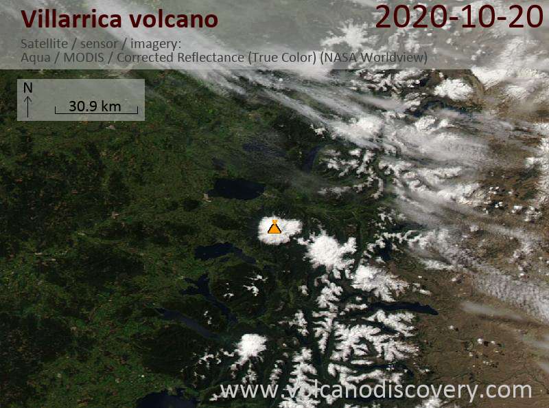 Satellite image of Villarrica volcano on 20 Oct 2020