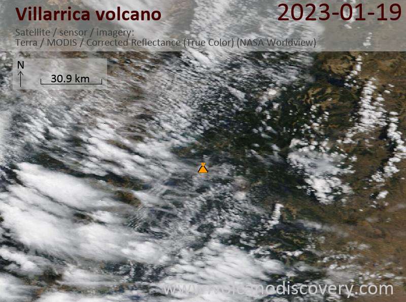 Satellite image of Villarrica volcano on 20 Jan 2023