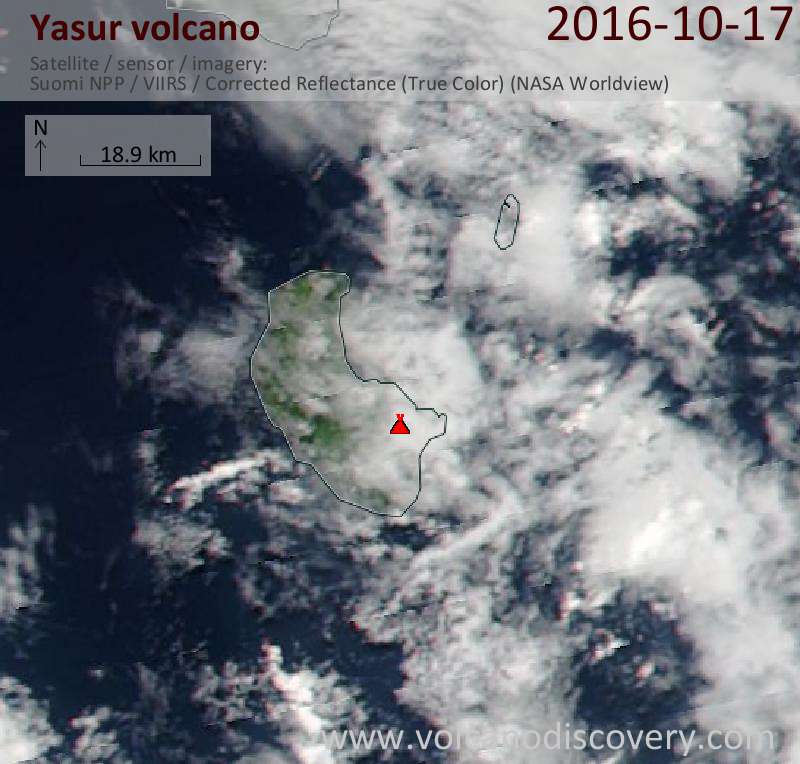 Satellite image of Yasur volcano on 17 Oct 2016