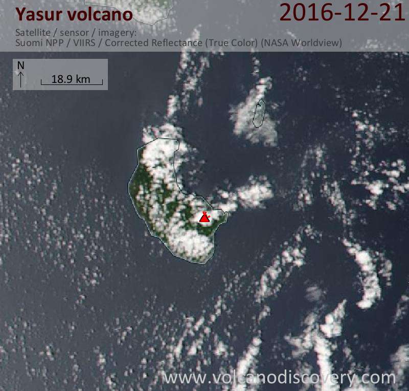 Satellite image of Yasur volcano on 21 Dec 2016