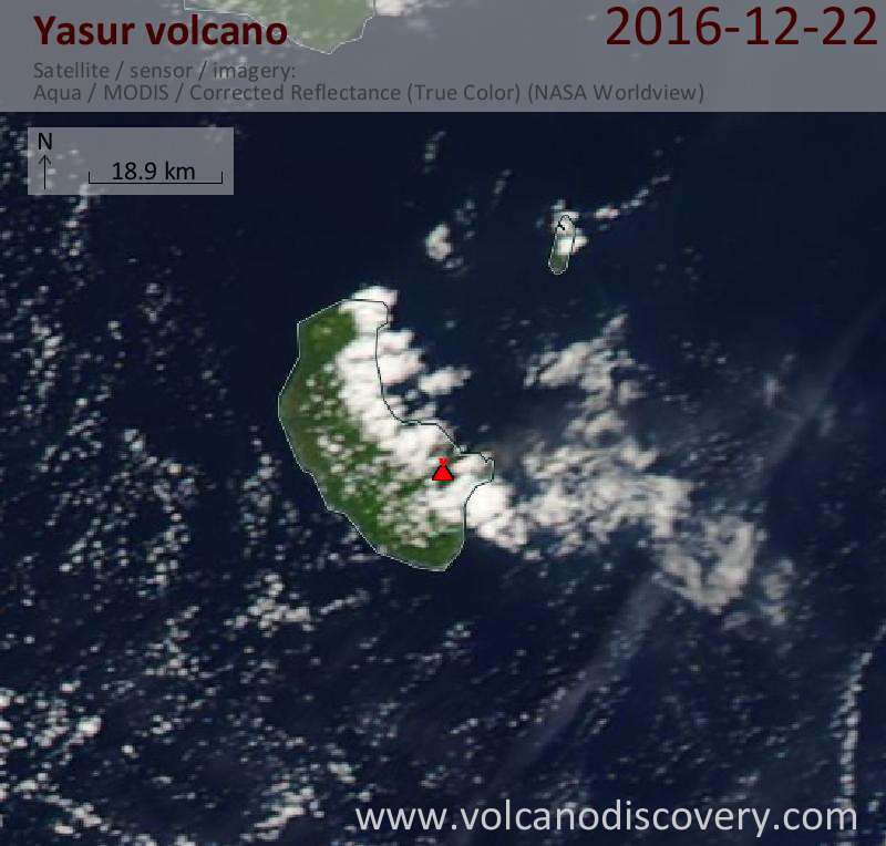 Satellite image of Yasur volcano on 22 Dec 2016