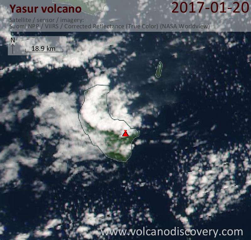 Satellite image of Yasur volcano on 20 Jan 2017