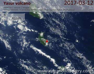 Satellite image of Yasur volcano on 12 Mar 2017