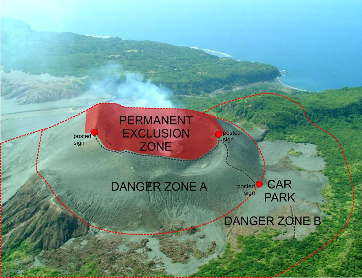 Danger zone map of Yasur volcano (image: VMGD)