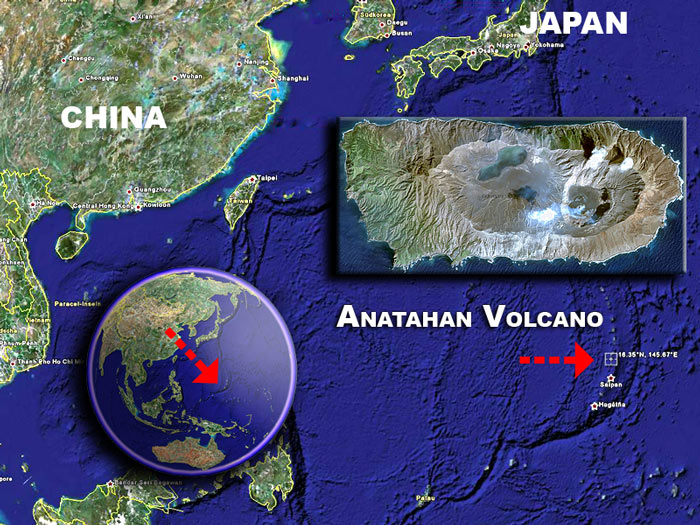 Anatahan volcano satellite image by (c) Google Earth View