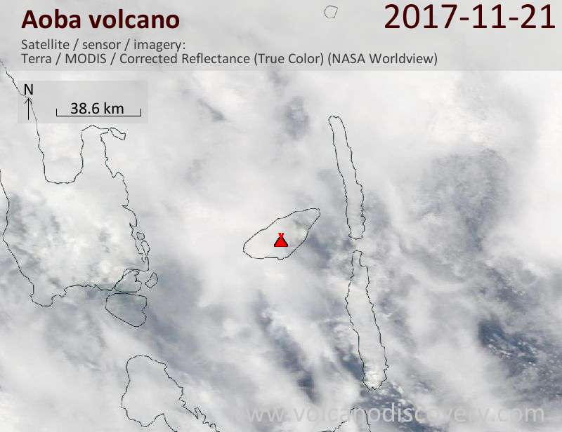 Satellite image of Aoba volcano on 21 Nov 2017