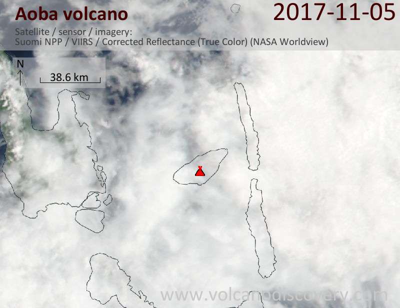 Satellite image of Aoba volcano on  5 Nov 2017