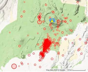 Today's earthquakes in the Dyngjujökull glacier and Askja (triangle) area