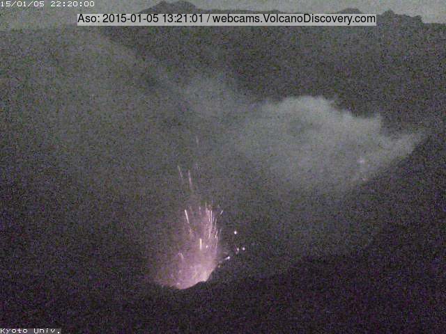 Strombolian eruption from Nakadake crater this evening