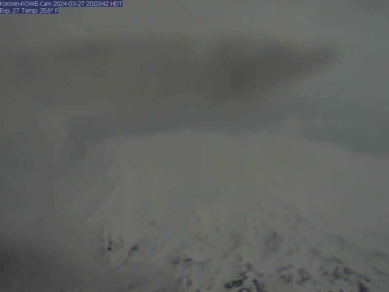 Weak ash emissions from Atka volcano last night detected in the Korovin webcam (image: AVO)