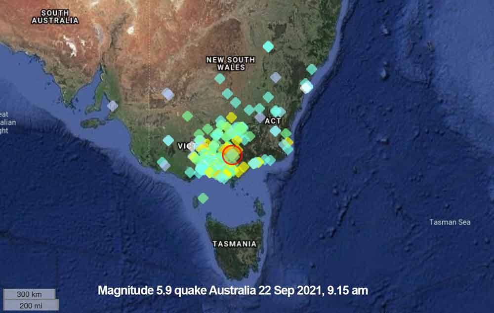 Locations of people who felt the quake in Australia yesterday