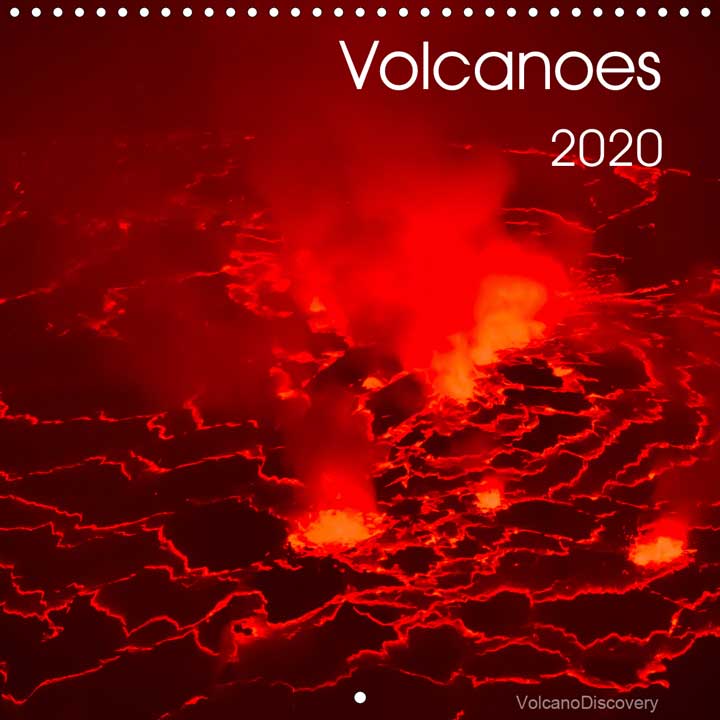 Cover of our 2020 Volcano Calendar (Nyiragongo lava lake, photo by Urs Hostettler)