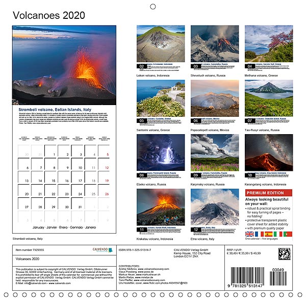Volcano Calendar 2020 / VolcanoDiscovery on stock order now!