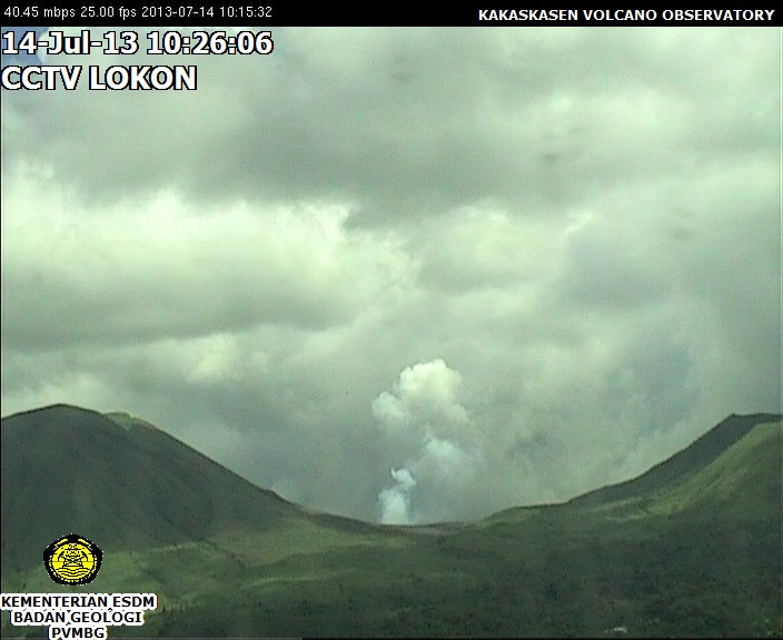 Lokon volcano seen from the webcam today